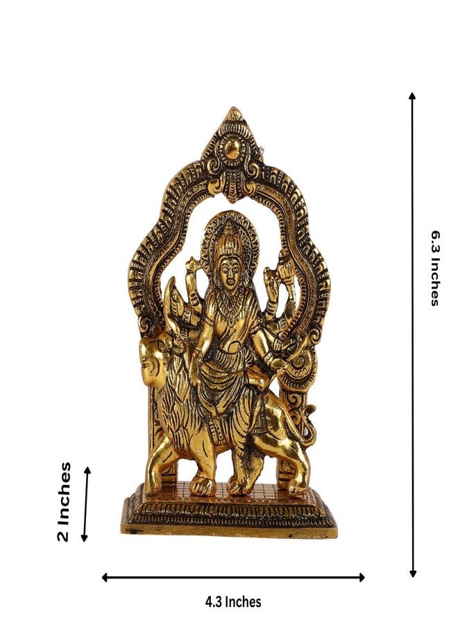 HEYEARTH Sherawali Maa Murti|Durga MATA Idol|MATA Rani Murti for Car Dashboard|Showpiece for Home Decor|Durga Maa Idol for Mandir Pooja|Religious Idols Figurines (Gold), 6.3 x 4.3 Cm - Image 5